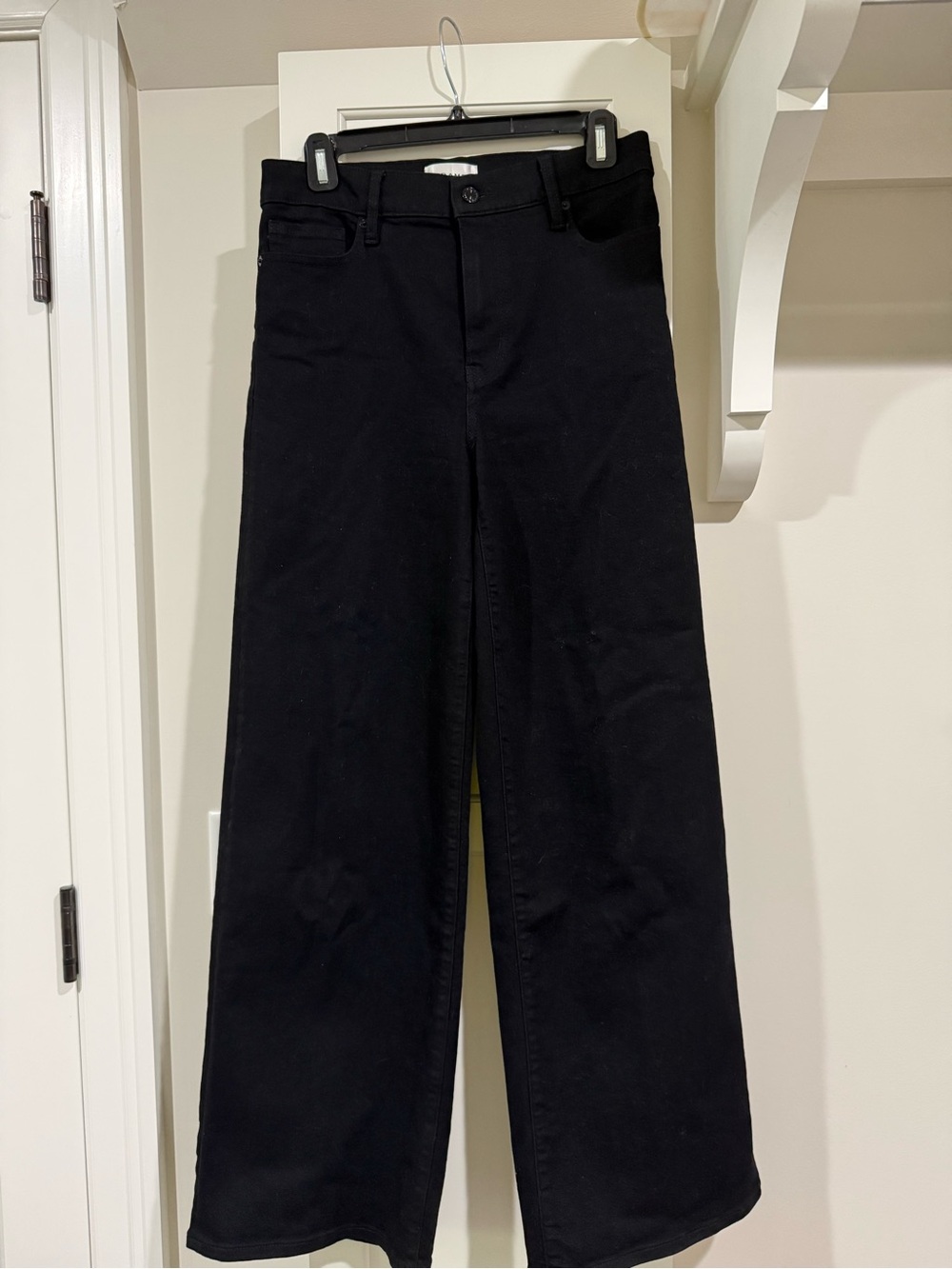 Frame Le Slim Palazzo Denim Black High-Rise Wide Leg Jeans Size 28